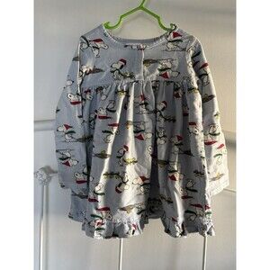 Hanna Andersson Peanuts Snoopy Long Sleeve Winter Christmas Nightgown PJs 2T